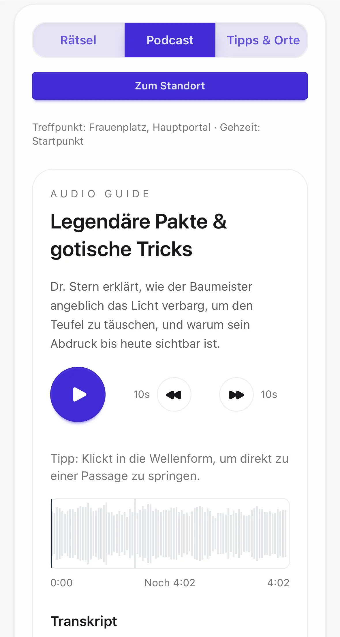 Audio guide at every stop